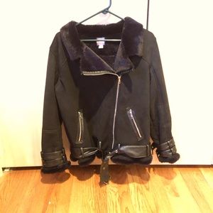 NWOT Tiger Mist Moto Sherpa Jacket
